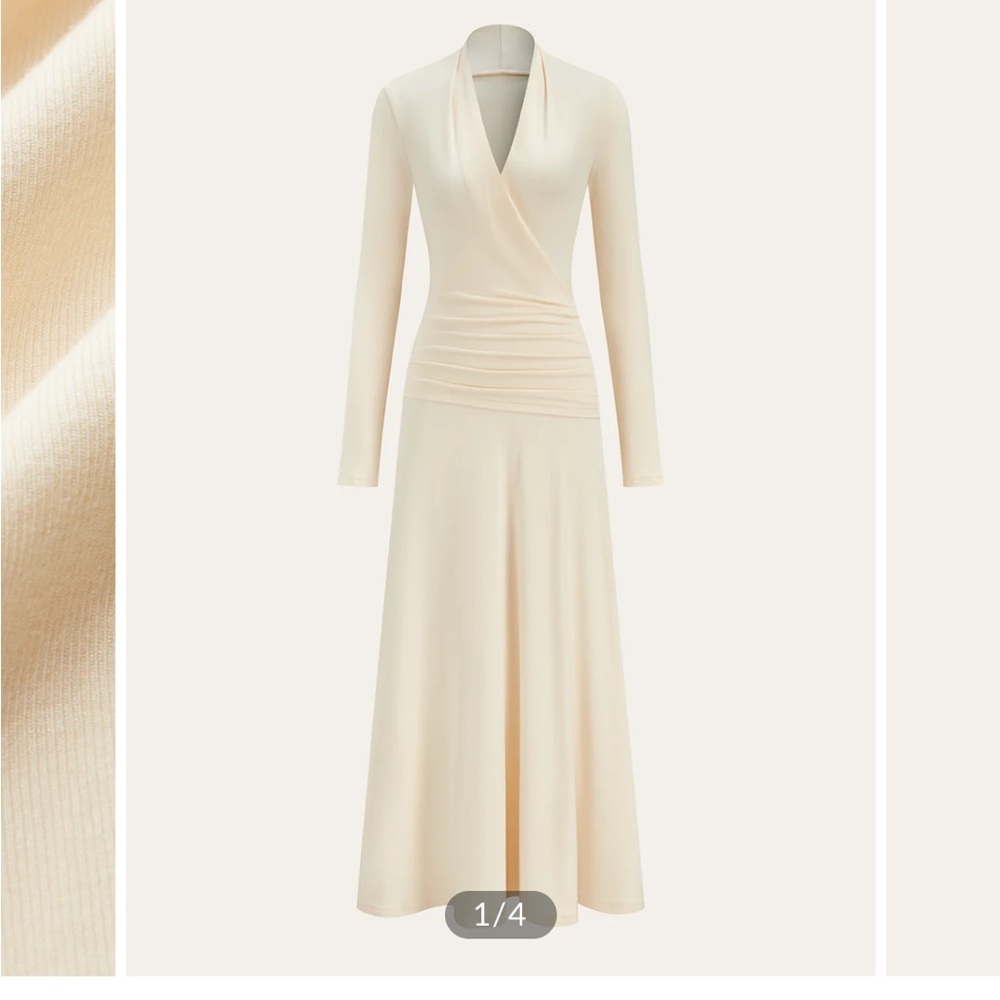 NWT Commense Pleated Fishtail Long Dress - Apricot / XL